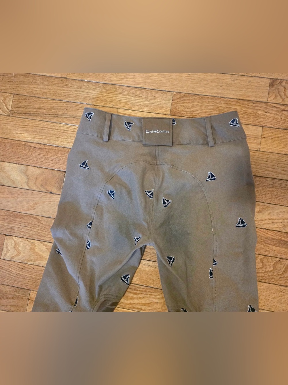 Taupe Women's Equine Couture Embroidered Sailboat Riding Pants - Picture 7 of 7